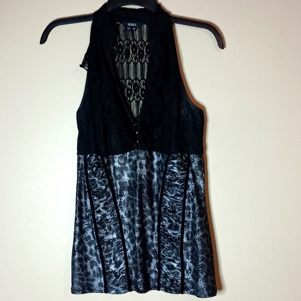 XOXO Leopard and Lace Top